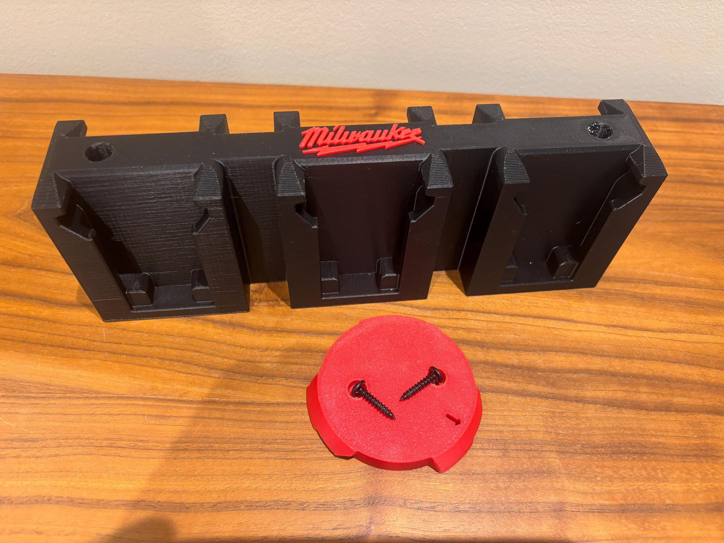 Wall Mount Holder for Milwaukee M18 Batteries – holds 6 Batteries, Optional Packout Mounting