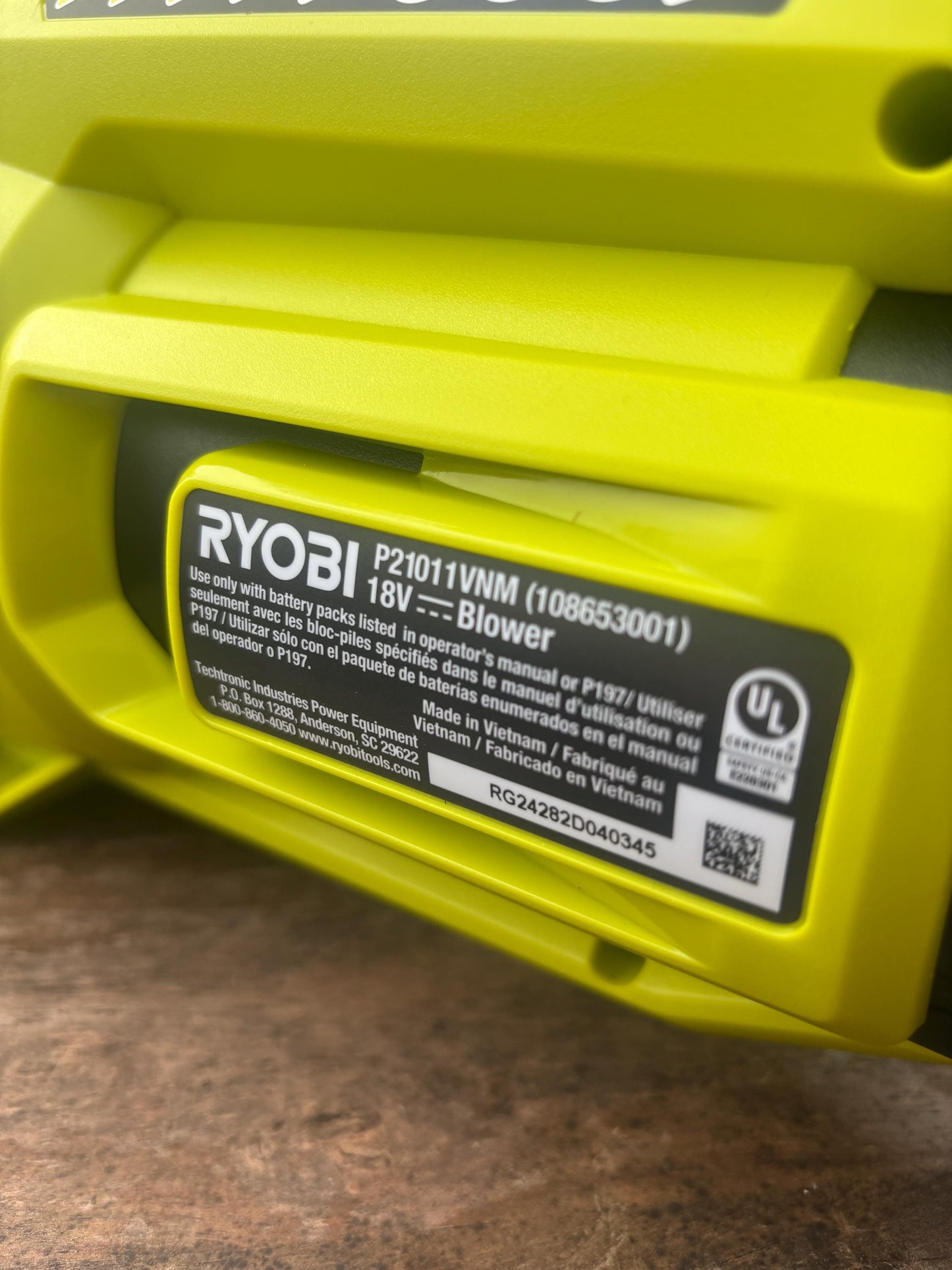 Short Flat Nozzle For Ryobi 18V ONE+ 250CFM and 90MPH P21011 Leaf Blower