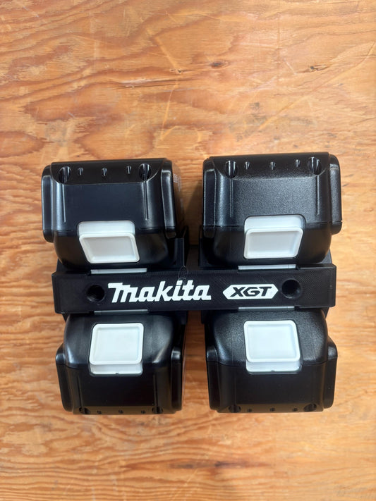 Wall Mount Holder for Makita 40V XGT Batteries – holds 4 Batteries, Optional Packout Mounting