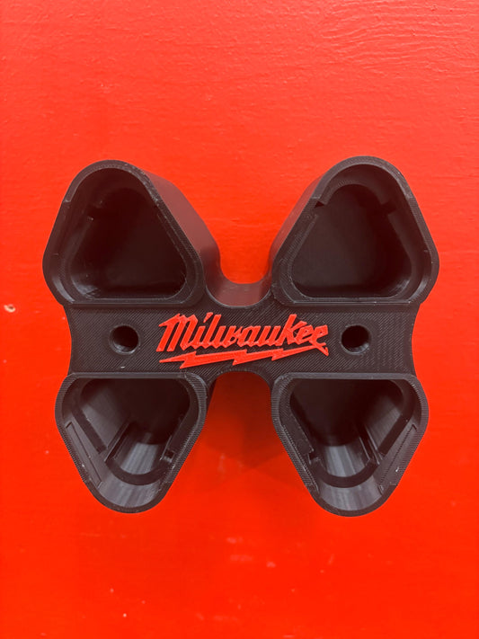 Wall Mount Holder for Milwaukee M12 Batteries – holds 4 Batteries, Optional Packout Mounting