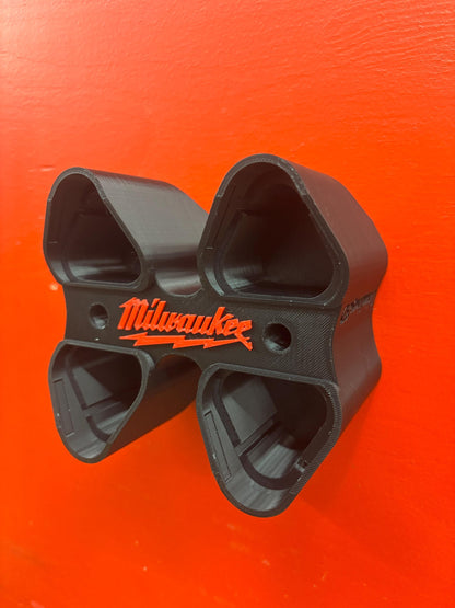Wall Mount Holder for Milwaukee M12 Batteries – holds 4 Batteries, Optional Packout Mounting