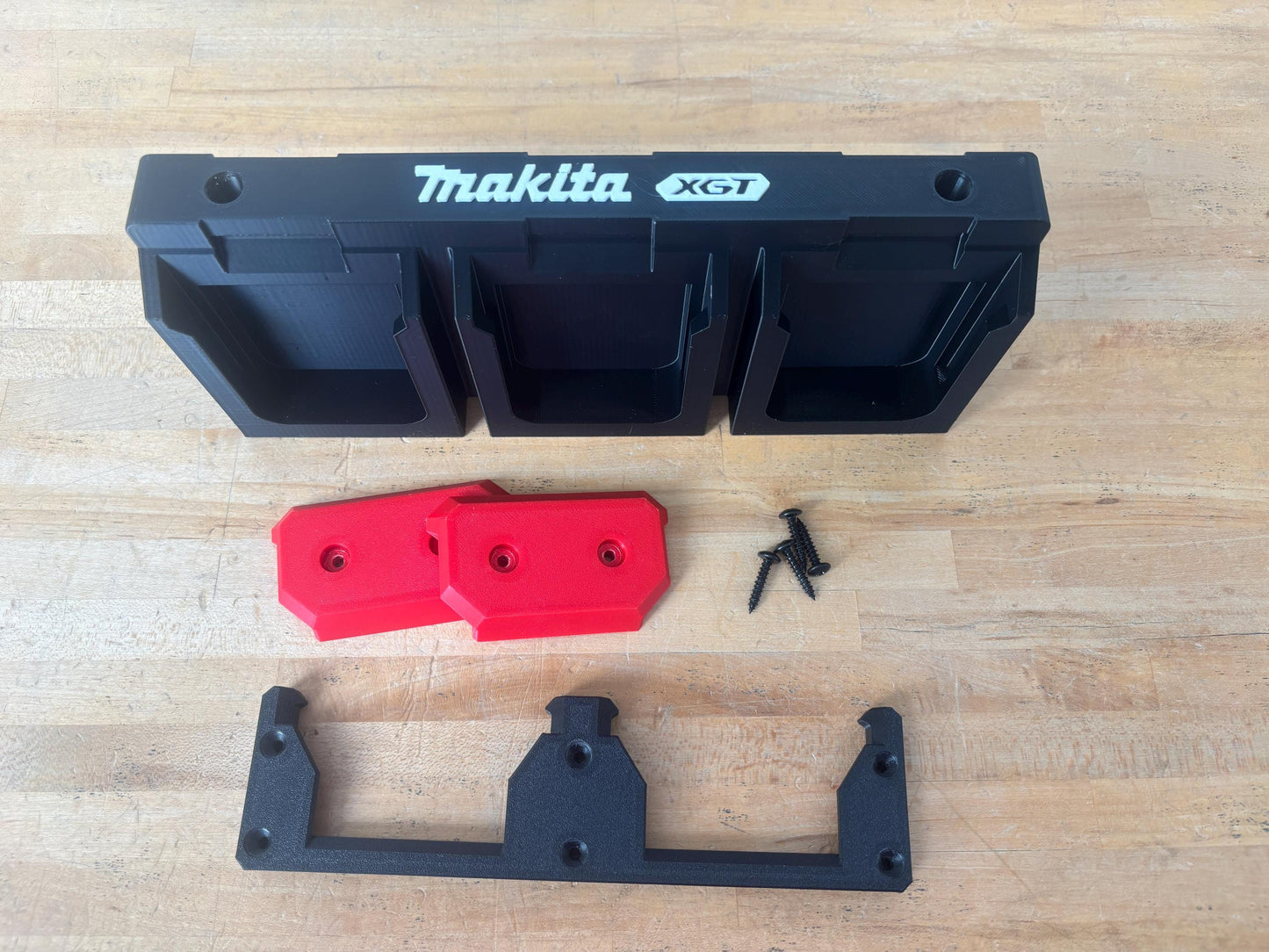 Wall Mount Holder for Makita 40V XGT Batteries – holds 6 Batteries, Optional Packout Mounting