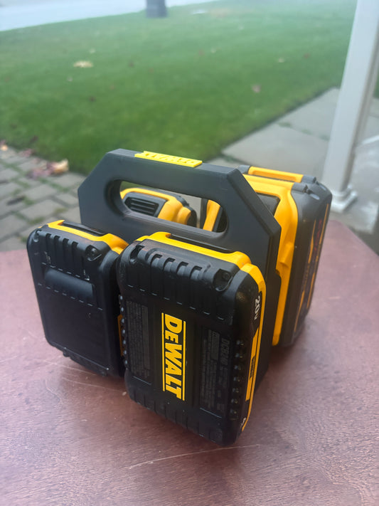 Battery Caddy for DeWalt 20V and 60V Batteries  – holds 4 Batteries, Optional Milwaukee Packout Mounting