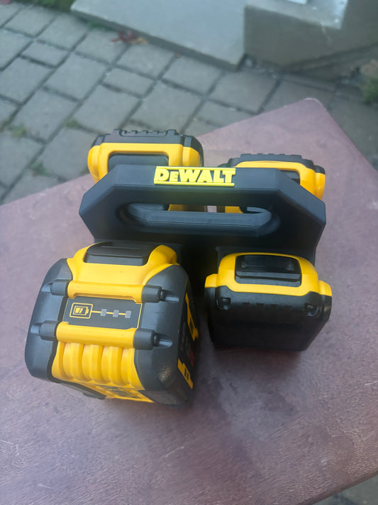Battery Caddy for DeWalt 20V and 60V Batteries  – holds 4 Batteries, Optional Milwaukee Packout Mounting