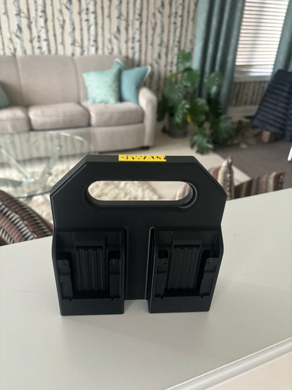 Battery Caddy for DeWalt 20V and 60V Batteries  – holds 4 Batteries, Optional Milwaukee Packout Mounting