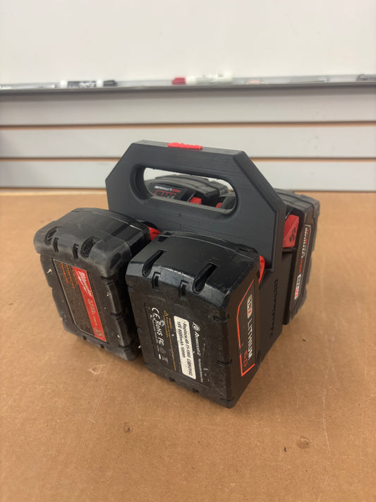 Battery Caddy for Milwaukee M18 Batteries  – holds 4 Batteries, Optional Milwaukee Packout Mounting