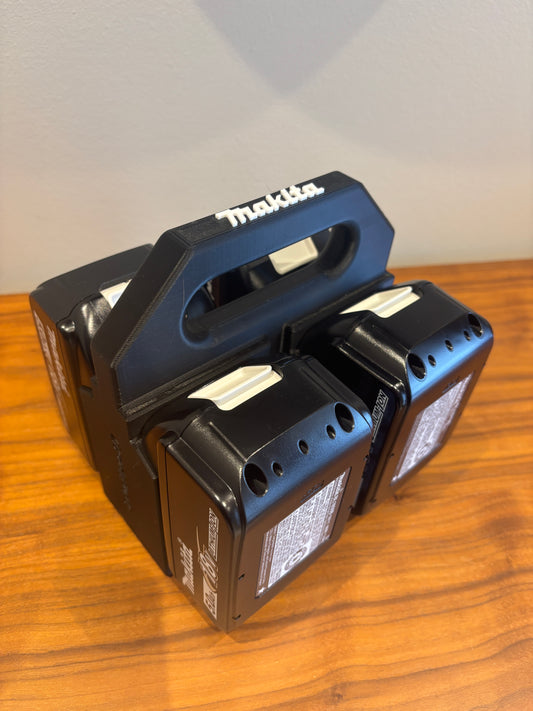Battery Caddy for Makita LTX 18V Batteries  – holds 4 Batteries, Optional Milwaukee Packout Mounting