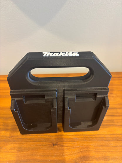 Battery Caddy for Makita LTX 18V Batteries  – holds 4 Batteries, Optional Milwaukee Packout Mounting