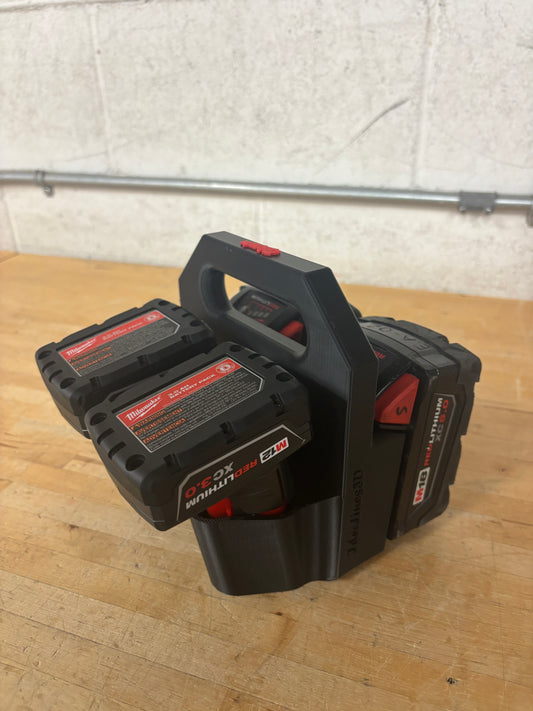 Battery Caddy for Milwaukee Combo M12 and M18 Batteries  – holds 4 Batteries, Optional Milwaukee Packout Mounting