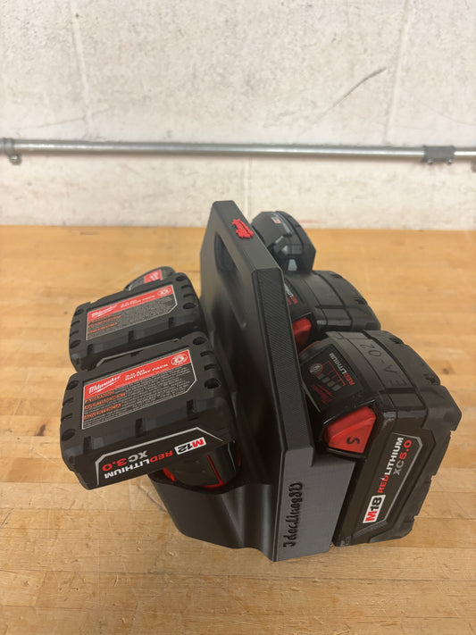 Battery Caddy for Milwaukee Combo M12 and M18 Batteries  – holds 6 Batteries, Optional Milwaukee Packout Mounting