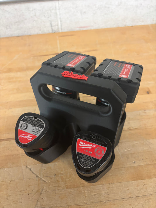 Battery Caddy for Milwaukee M12 Batteries  – holds 4 Batteries, Optional Milwaukee Packout Mounting