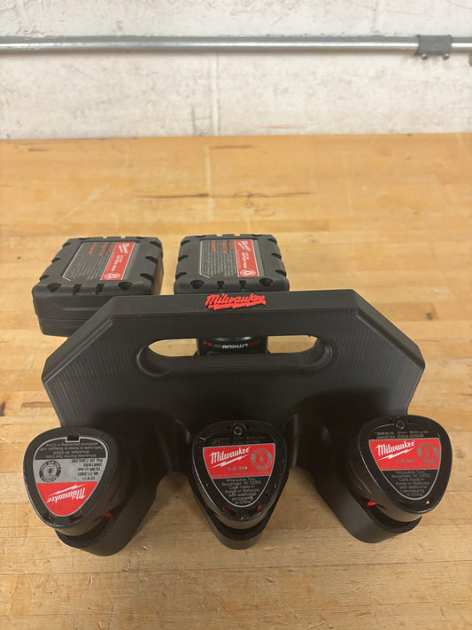 Battery Caddy for Milwaukee M12 Batteries  – holds 6 Batteries, Optional Milwaukee Packout Mounting