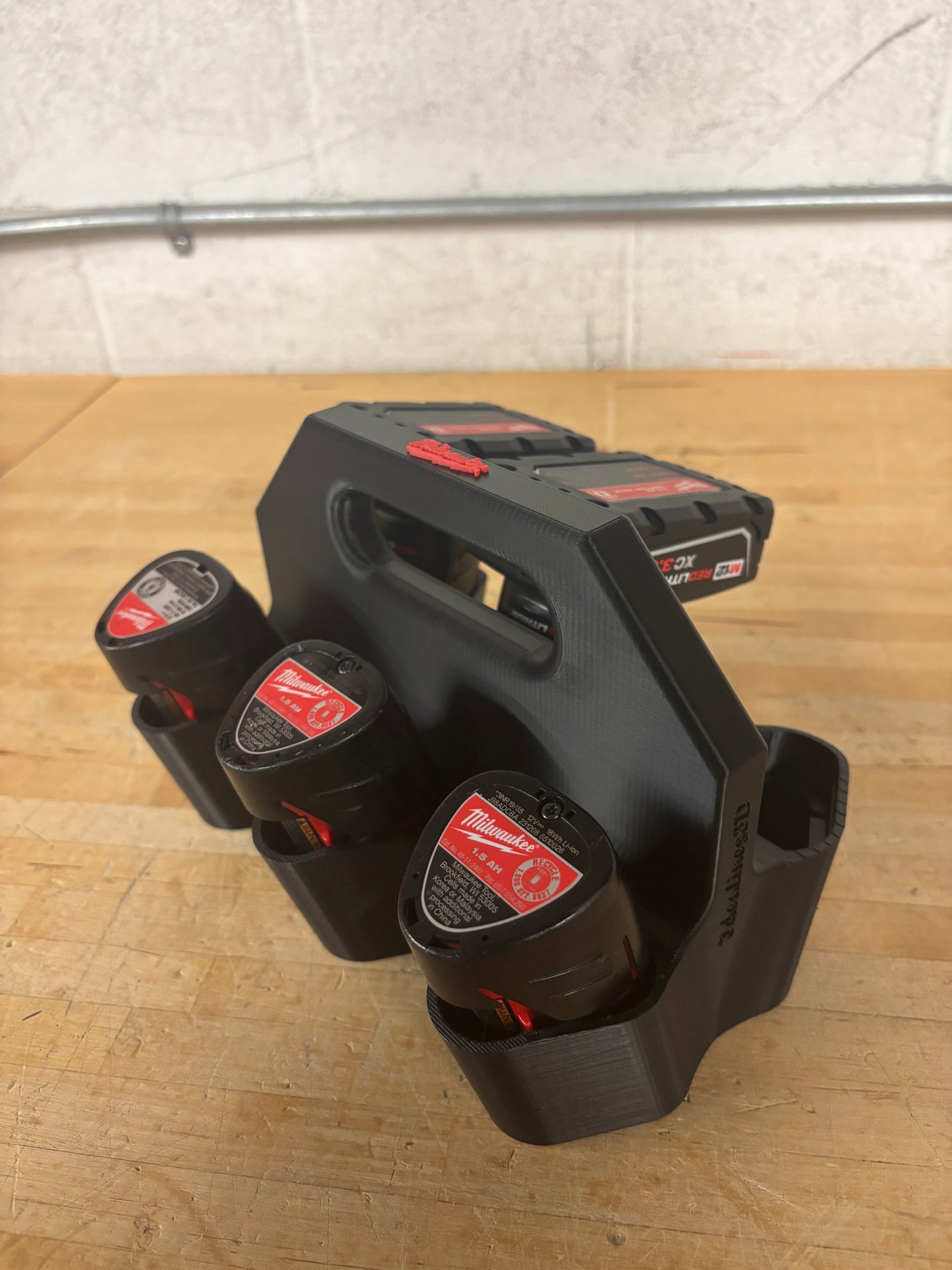 Battery Caddy for Milwaukee M12 Batteries  – holds 6 Batteries, Optional Milwaukee Packout Mounting