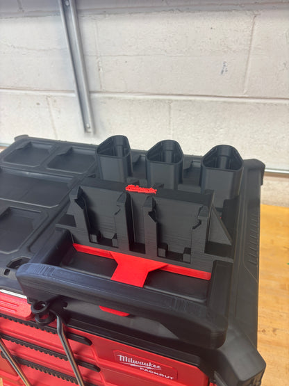 Milwaukee Packout Holder Carrier for Milwaukee M12 and M18 Batteries - holds 3xM12 and 4xM18 Batteries