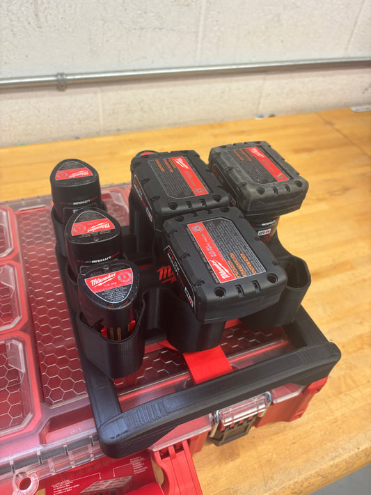 Milwaukee Packout Holder Carrier for Milwaukee M12 Batteries - holds 9 Batteries