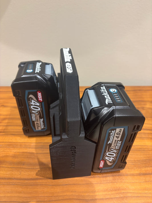 Battery Caddy for Makita XGT 40V Batteries  – holds 4 Batteries, Optional Milwaukee Packout Mounting