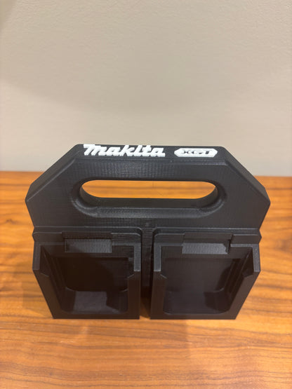 Battery Caddy for Makita XGT 40V Batteries  – holds 4 Batteries, Optional Milwaukee Packout Mounting