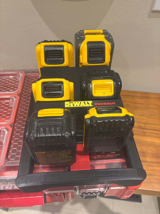 Milwaukee Packout Holder Carrier for DeWalt 20V and 60V Batteries - holds 6 Batteries