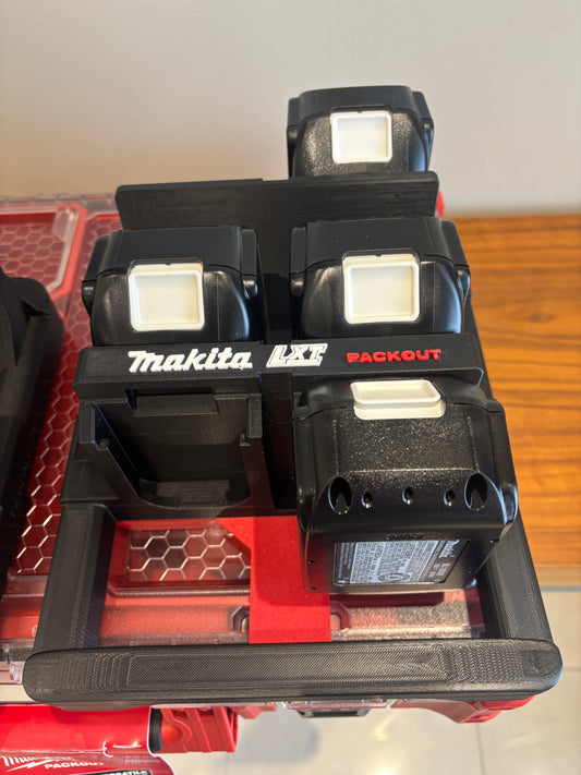 Milwaukee Packout Holder Carrier for Makita LXT 18V Batteries - holds 6 Batteries