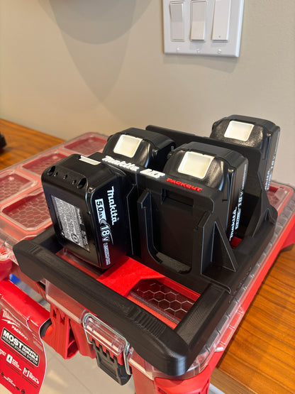 Milwaukee Packout Holder Carrier for Makita LXT 18V Batteries - holds 6 Batteries