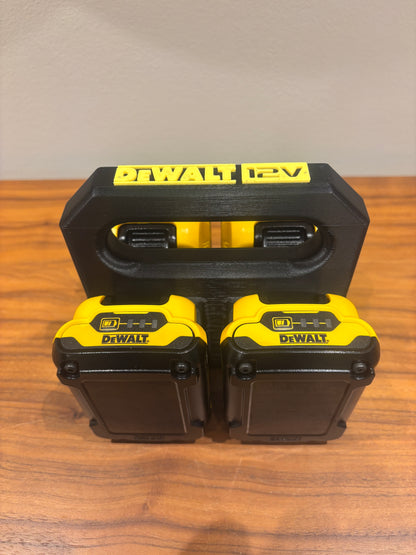 Battery Caddy for DeWalt 12V Batteries  – holds 4 Batteries, Optional Milwaukee Packout Mounting