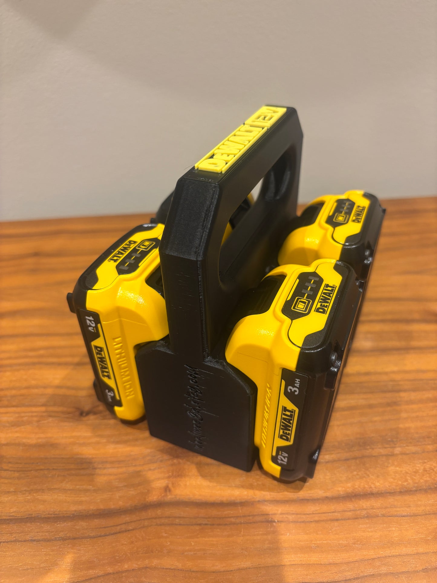 Battery Caddy for DeWalt 12V Batteries  – holds 4 Batteries, Optional Milwaukee Packout Mounting
