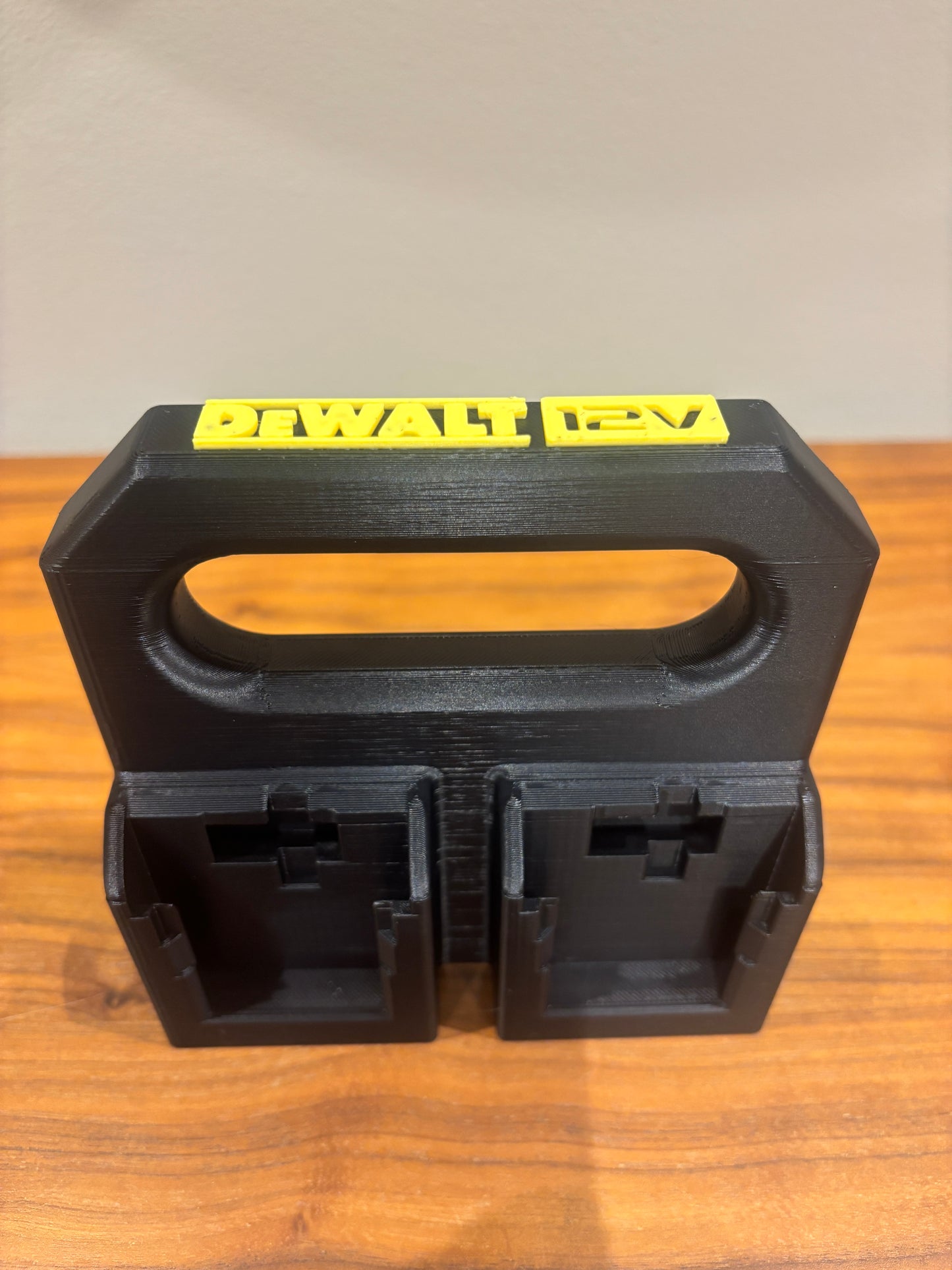 Battery Caddy for DeWalt 12V Batteries  – holds 4 Batteries, Optional Milwaukee Packout Mounting