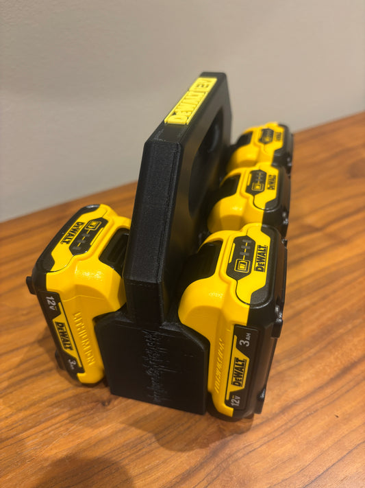 Battery Caddy for DeWalt 12V Batteries  – holds 6 Batteries, Optional Milwaukee Packout Mounting