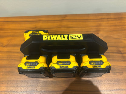 Battery Caddy for DeWalt 12V Batteries  – holds 6 Batteries, Optional Milwaukee Packout Mounting