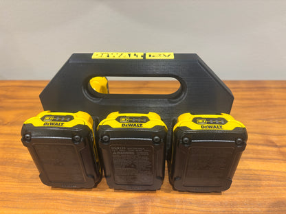 Battery Caddy for DeWalt 12V Batteries  – holds 6 Batteries, Optional Milwaukee Packout Mounting