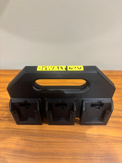 Battery Caddy for DeWalt 12V Batteries  – holds 6 Batteries, Optional Milwaukee Packout Mounting