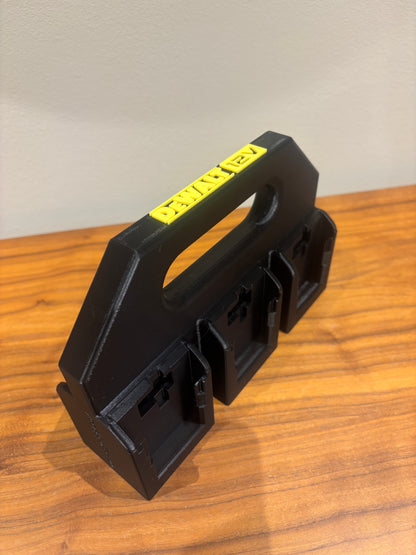 Battery Caddy for DeWalt 12V Batteries  – holds 6 Batteries, Optional Milwaukee Packout Mounting