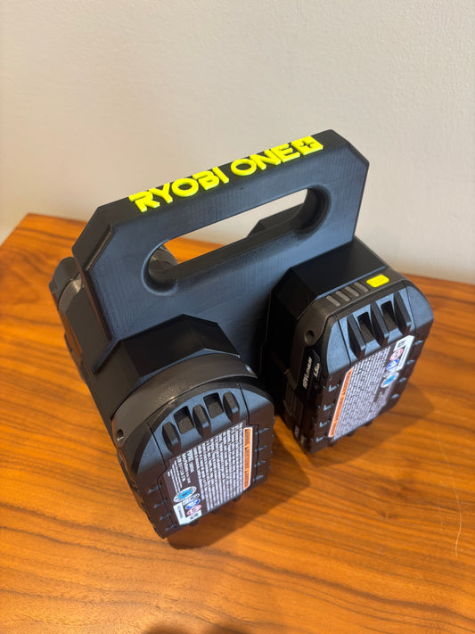Battery Caddy for RYOBI 18V ONE+ Batteries  – holds 4 Batteries, Optional Milwaukee Packout Mounting