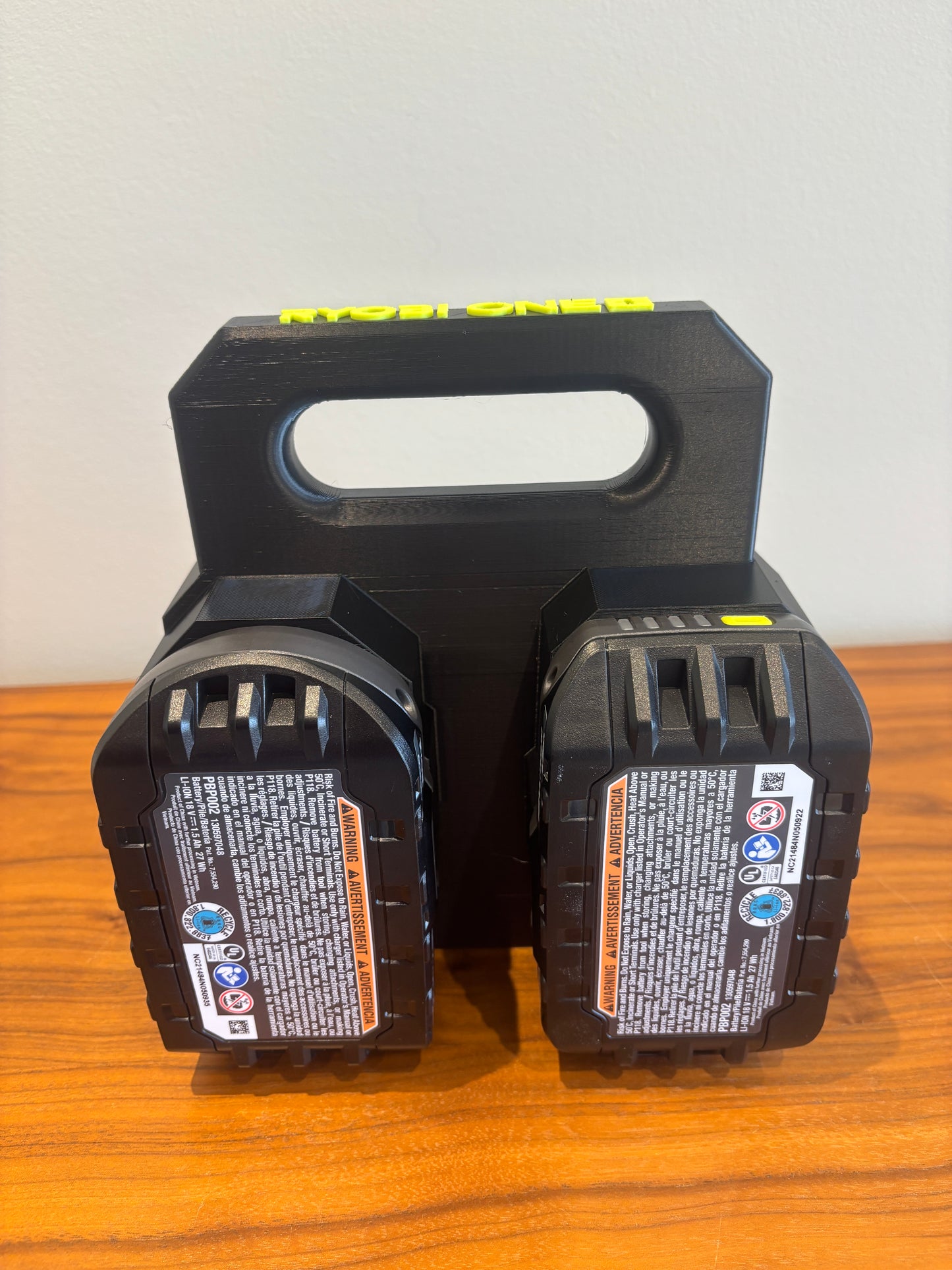 Battery Caddy for RYOBI 18V ONE+ Batteries  – holds 4 Batteries, Optional Milwaukee Packout Mounting