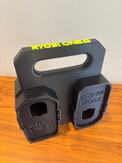 Battery Caddy for RYOBI 18V ONE+ Batteries  – holds 4 Batteries, Optional Milwaukee Packout Mounting