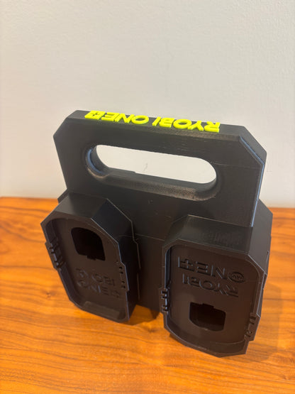 Battery Caddy for RYOBI 18V ONE+ Batteries  – holds 4 Batteries, Optional Milwaukee Packout Mounting