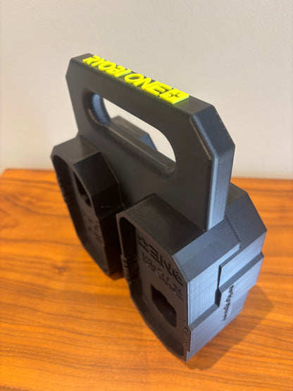 Battery Caddy for RYOBI 18V ONE+ Batteries  – holds 4 Batteries, Optional Milwaukee Packout Mounting