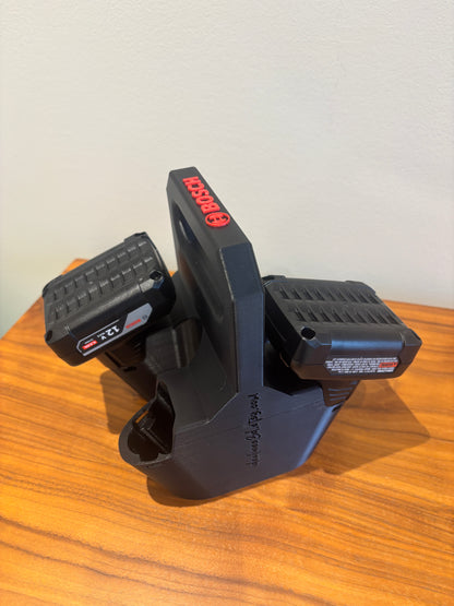 Battery Caddy for Bosch 12V Batteries  – holds 4 Batteries, Optional Milwaukee Packout Mounting