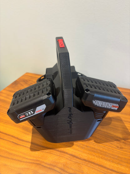 Battery Caddy for Bosch 12V Batteries  – holds 6 Batteries, Optional Milwaukee Packout Mounting