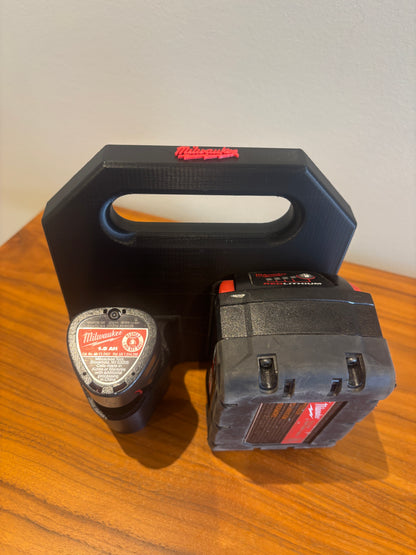 Battery Caddy for Milwaukee Combo M12 and M18 Batteries  – holds 4 Batteries, Optional Milwaukee Packout Mounting