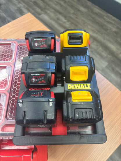 Milwaukee Packout Holder Carrier "DeWaukee" for DeWalt 20V / 60V and Milwaukee M18 Batteries - holds 3 DeWalt and 3 Milwaukee M18 Batteries