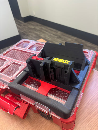 Milwaukee Packout Holder Carrier "DeWaukee" for DeWalt 20V / 60V and Milwaukee M18 Batteries - holds 3 DeWalt and 3 Milwaukee M18 Batteries