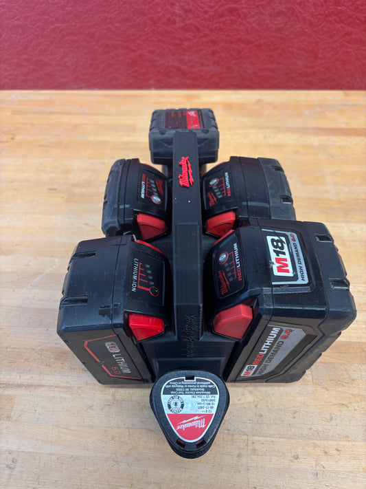 Battery Caddy for Milwaukee Combo M12 and M18 Batteries  – holds 4xM18 and 2xM12 Batteries, Optional Milwaukee Packout Mounting