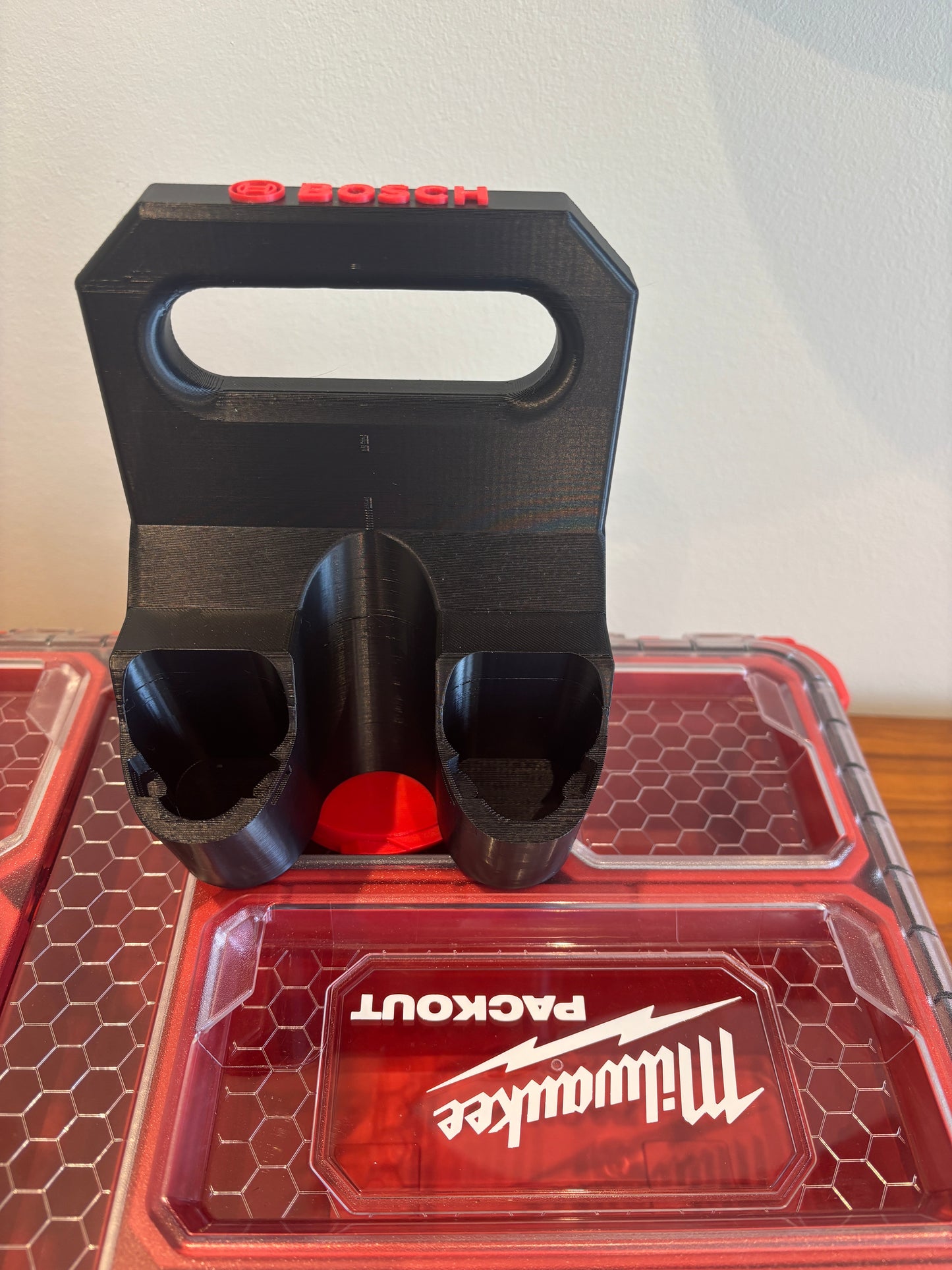 Battery Caddy for Bosch 12V Batteries  – holds 4 Batteries, Optional Milwaukee Packout Mounting