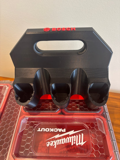 Battery Caddy for Bosch 12V Batteries  – holds 6 Batteries, Optional Milwaukee Packout Mounting