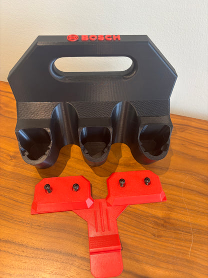 Battery Caddy for Bosch 12V Batteries  – holds 6 Batteries, Optional Milwaukee Packout Mounting