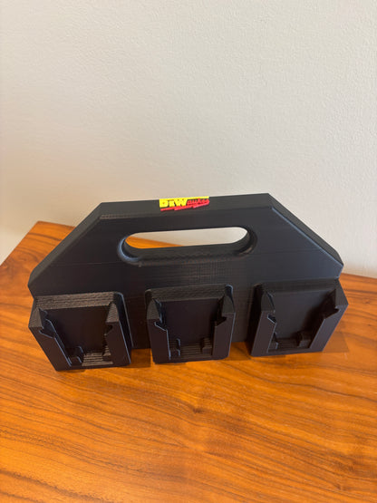 Battery Caddy "DeWaukee" for DeWalt 20V / 60V and Milwaukee M18 Batteries – holds 6 Batteries, Optional Milwaukee Packout Mounting