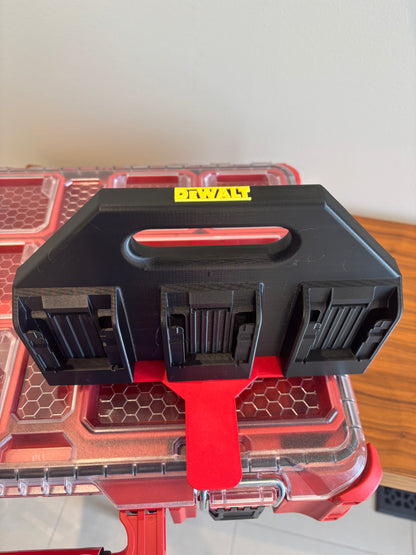 Battery Caddy for DeWalt 20V and 60V Battery  – holds 6 Batteries, Optional Milwaukee Packout Mounting