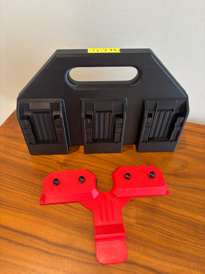 Battery Caddy for DeWalt 20V and 60V Battery  – holds 6 Batteries, Optional Milwaukee Packout Mounting
