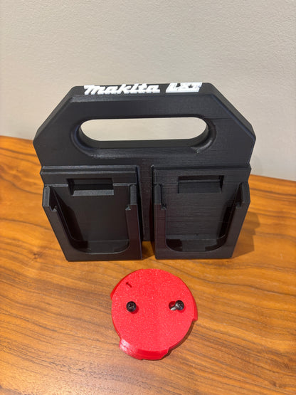 Battery Caddy for Makita LTX 18V Batteries  – holds 4 Batteries, Optional Milwaukee Packout Mounting